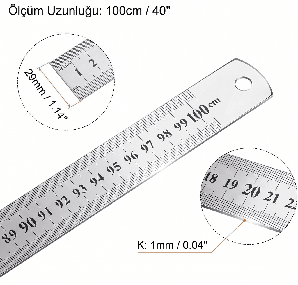 Çelik Cetvel 100cm