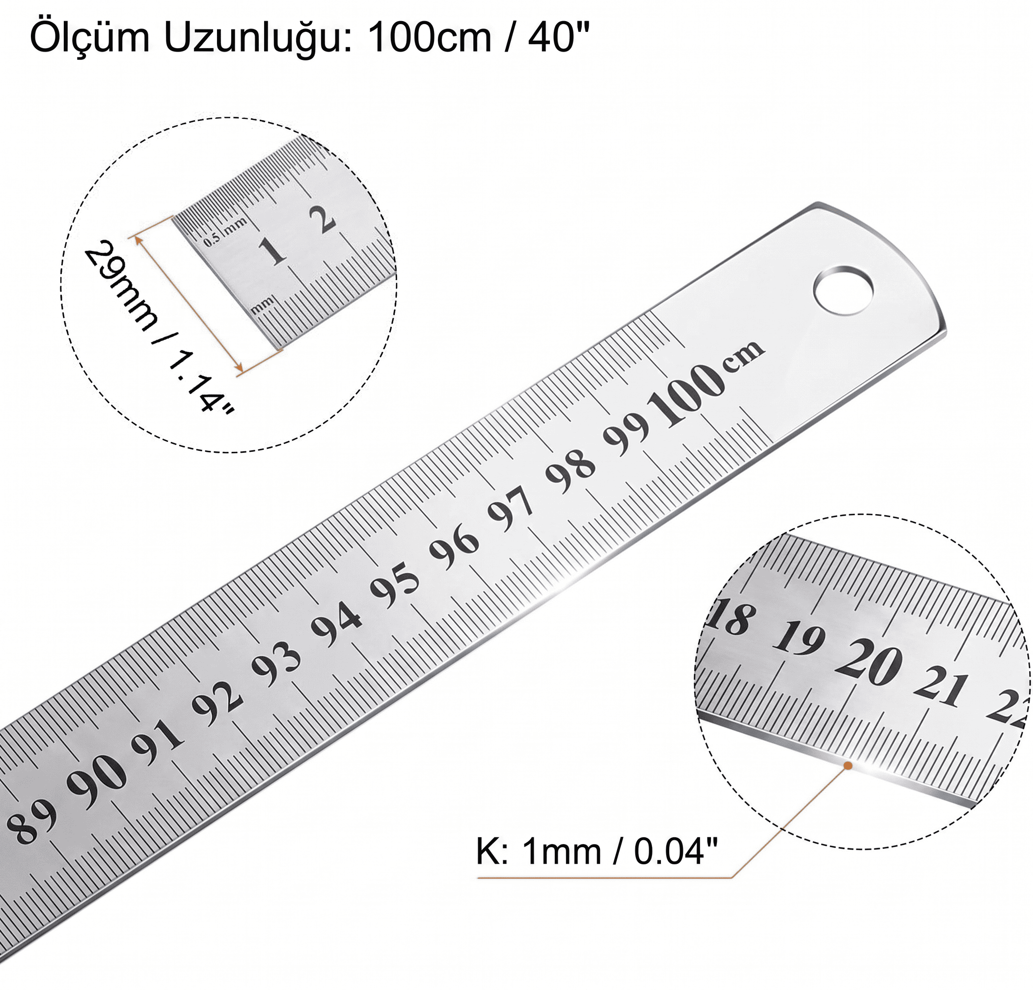 Çelik Cetvel 100cm