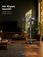 Microstar 18" 45cm Ayaklı Vantilatör 75W 3 Kademeli Salınımlı 5 Kanat Alüminyum Pervane - MSR-2618