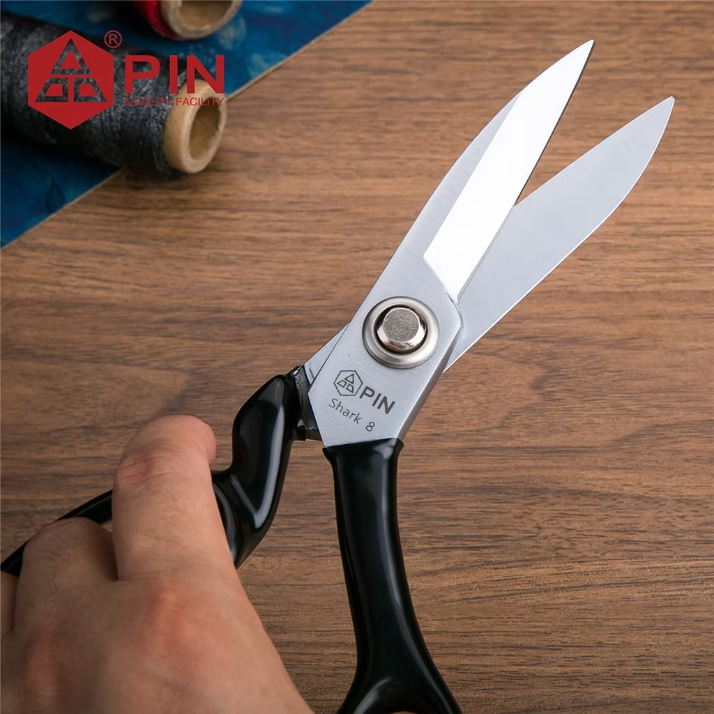 Pin Profesyonel Shark Tipi Kumaş Makası - Deri, Kot, Keçe Kesimi İçin Kısa Uçlu Terzi Makası