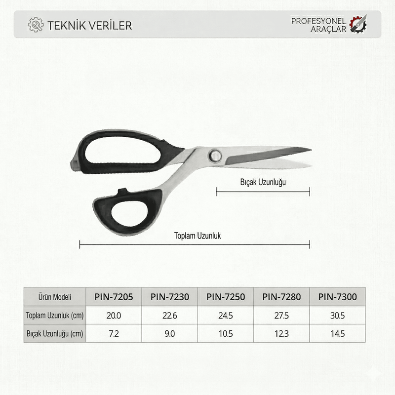 Yüksek Teknoloji Titanyum Profesyonel Terzi Makası 12 inç / PIN-7300 (12")