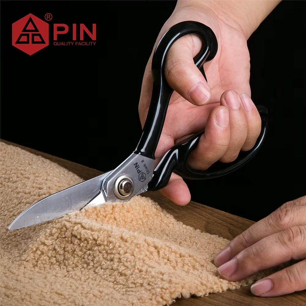 Pin Profesyonel Shark Tipi Kumaş Makası - Deri, Kot, Keçe Kesimi İçin Kısa Uçlu Terzi Makası