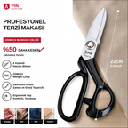 Pin Profesyonel Shark Tipi Kumaş Makası - Deri, Kot, Keçe Kesimi İçin Kısa Uçlu Terzi Makası