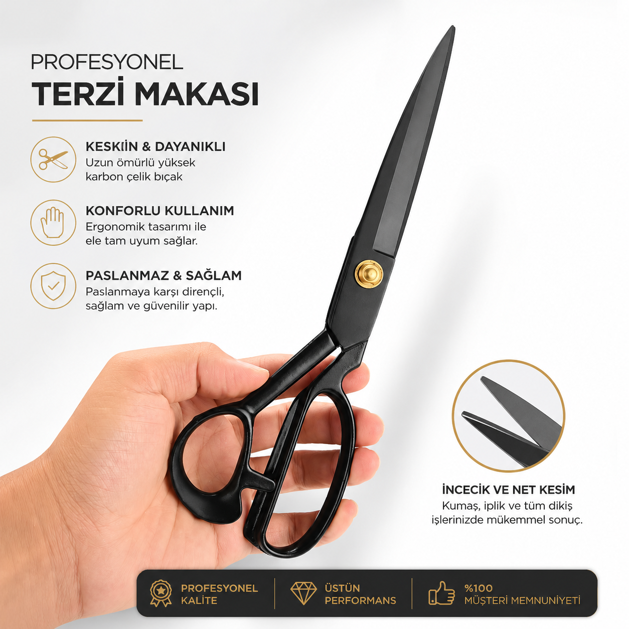 Suji Terzi Kumaş Kesim Makası 8 Numara - Yüksek Kaliteli Dikiş ve Kumaş Kesim Aracı